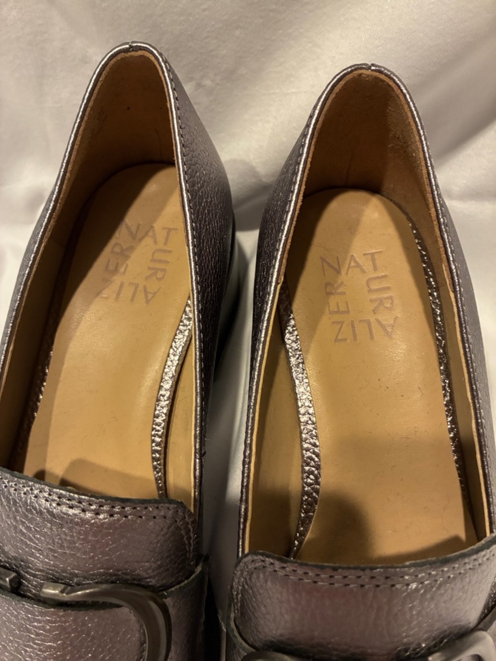 Naturalizer Metallic Gray Women's Loafer with Buckle - Picture 3 of 6
